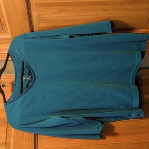 100% Cotton Blue 3/4 Sleeve V Neck